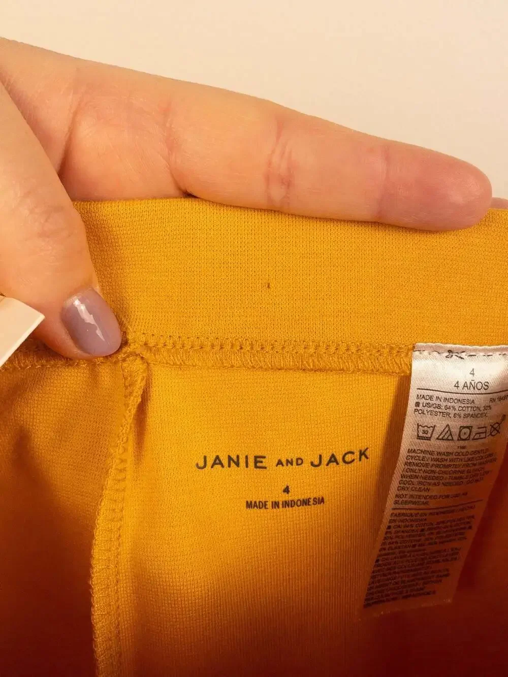 Janie and Jack Mustard Yellow Ponte Knit Legging, Gold-Tone Button Detail Size 4